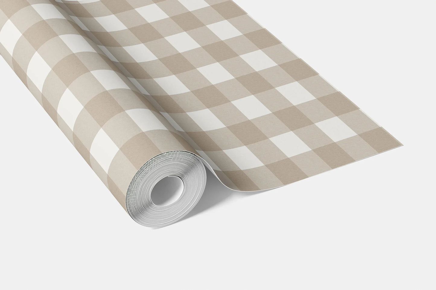 Bramwell Gingham Wallpaper - Stone Linen