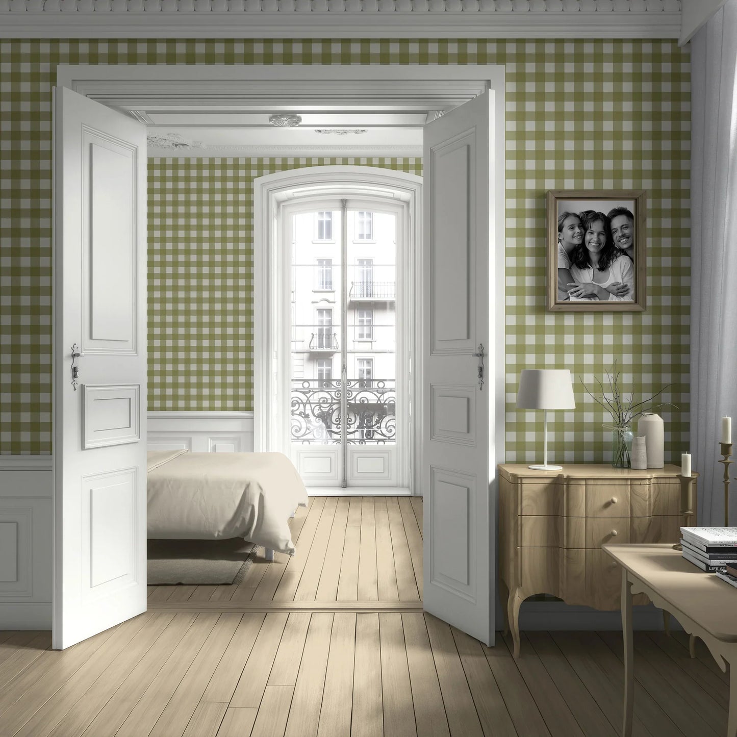 Bramwell Gingham Wallpaper - Spring Pasture