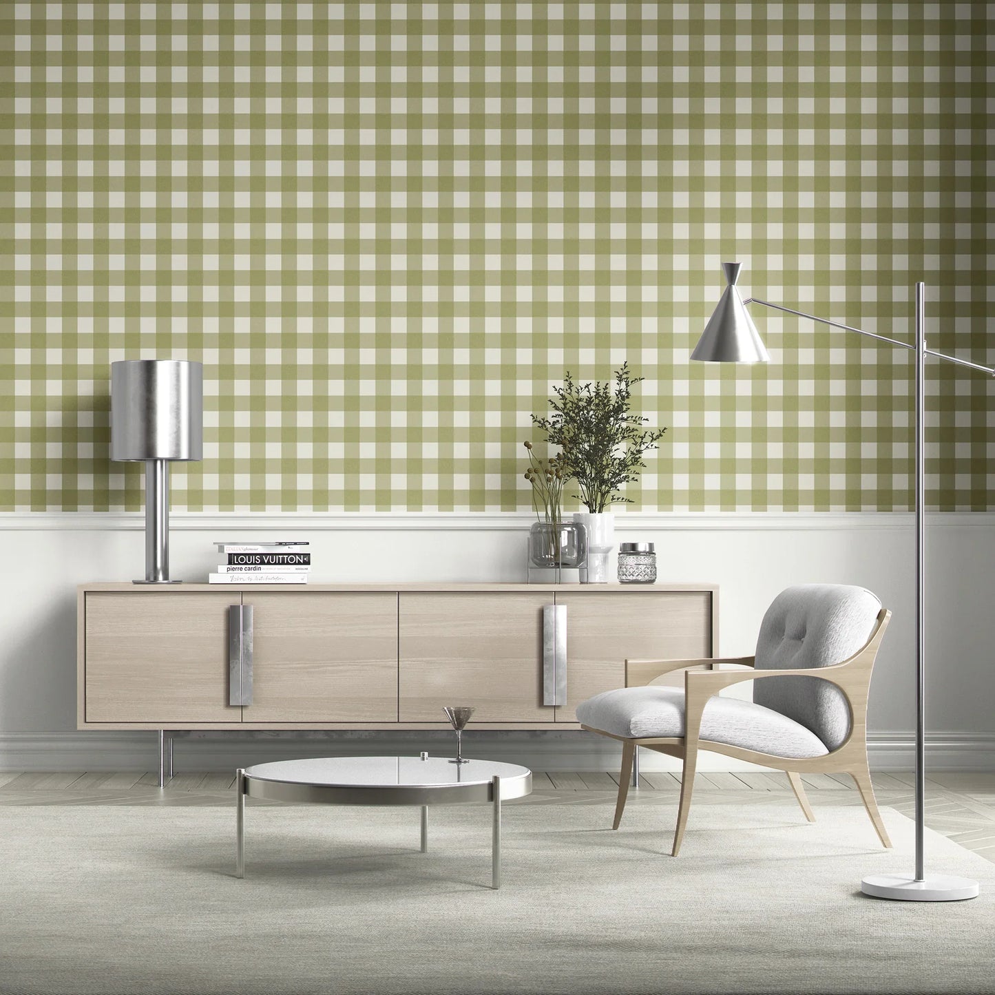 Bramwell Gingham Wallpaper - Spring Pasture