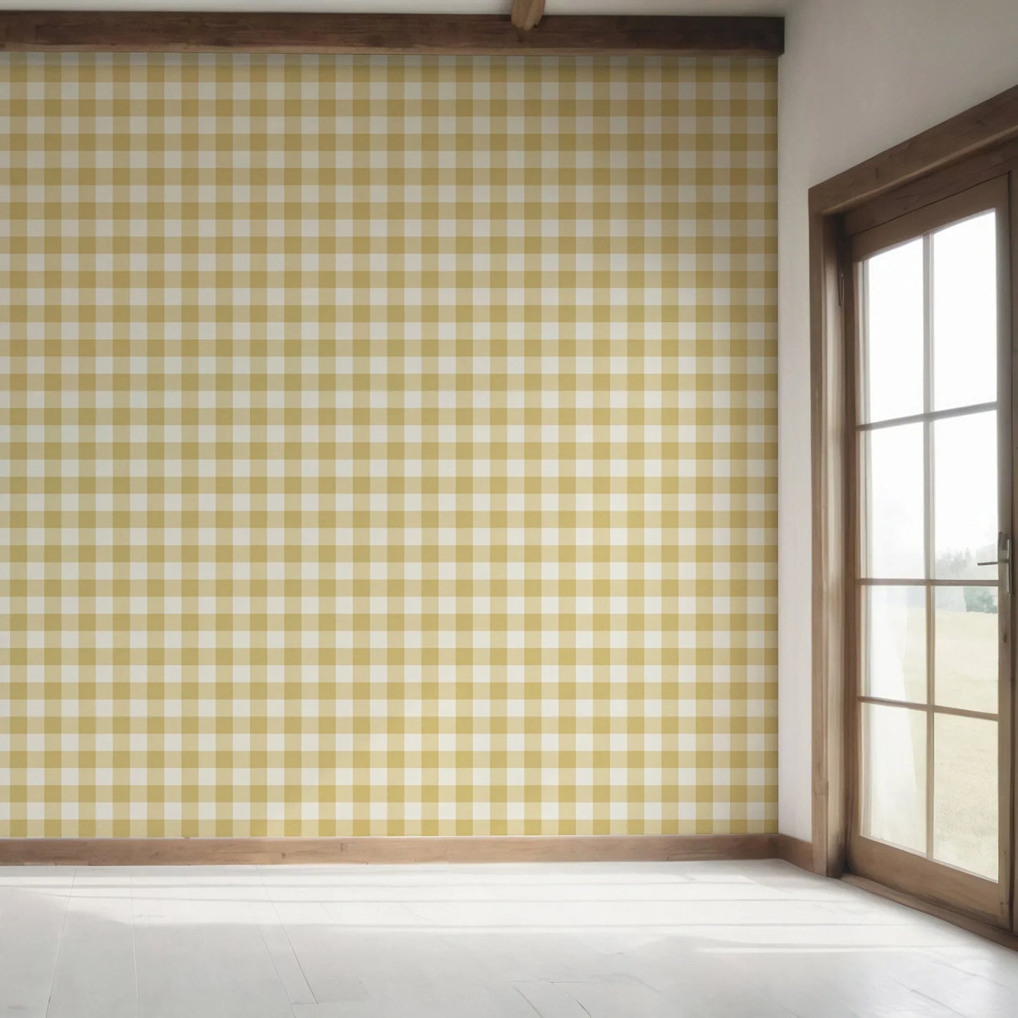 Bramwell Gingham Wallpaper - Butterfield Cream