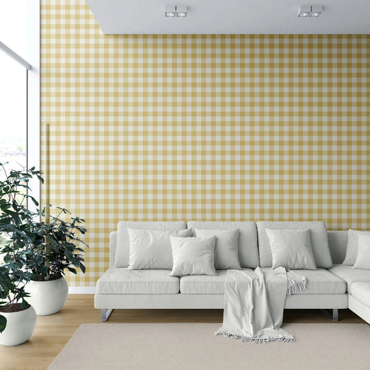 Bramwell Gingham Wallpaper - Butterfield Cream