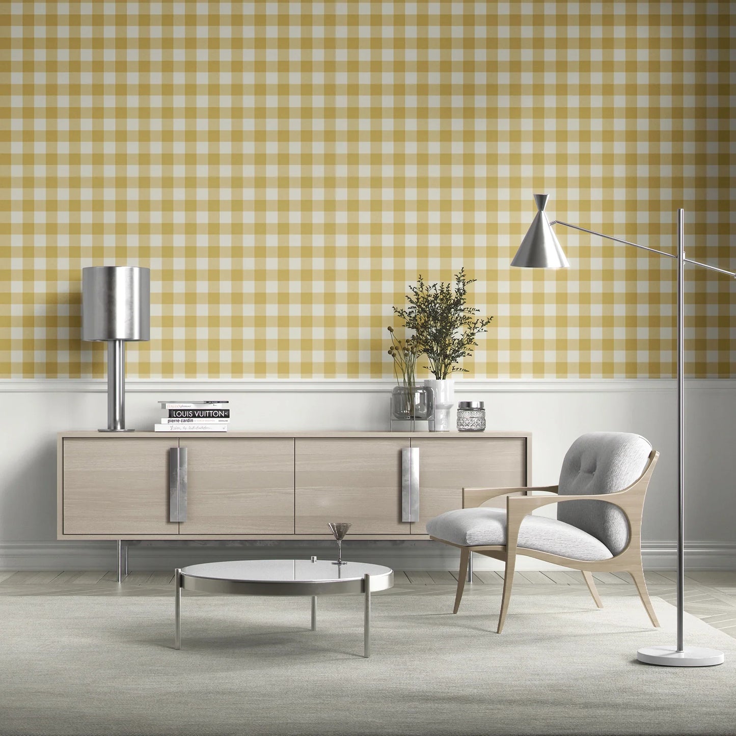 Bramwell Gingham Wallpaper - Butterfield Cream