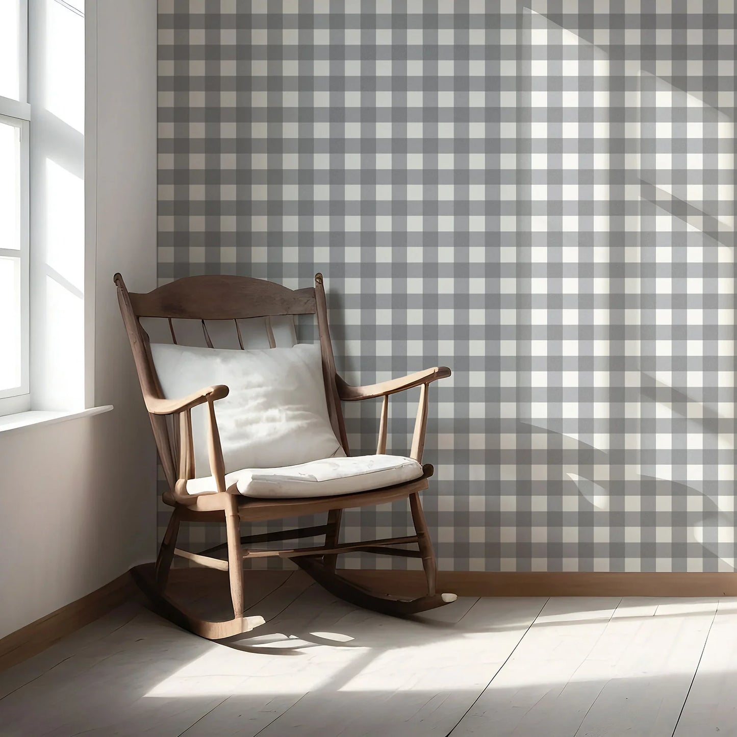 Bramwell Gingham Wallpaper - Ashcroft Grey