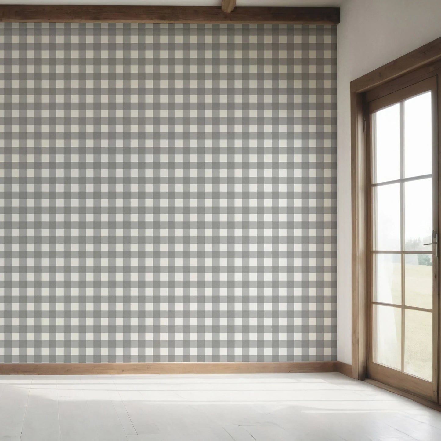 Bramwell Gingham Wallpaper - Ashcroft Grey
