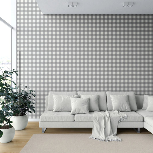 Bramwell Gingham Wallpaper - Ashcroft Grey