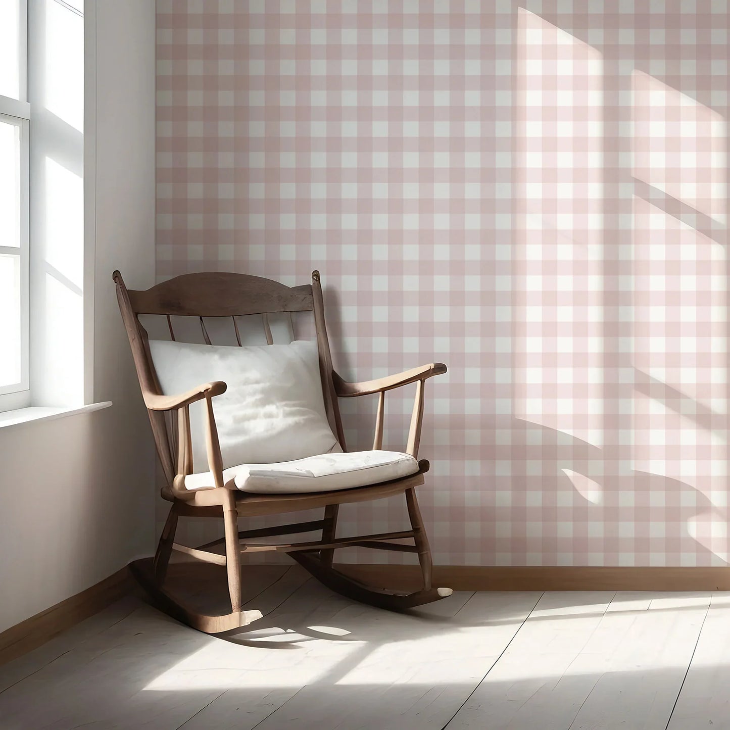 Bramwell Gingham Wallpaper - Blush Clay