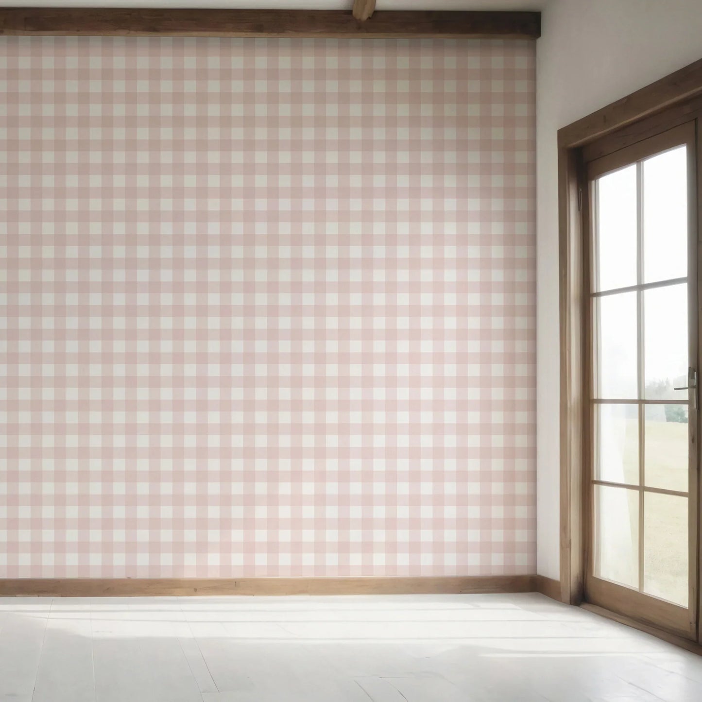 Bramwell Gingham Wallpaper - Blush Clay