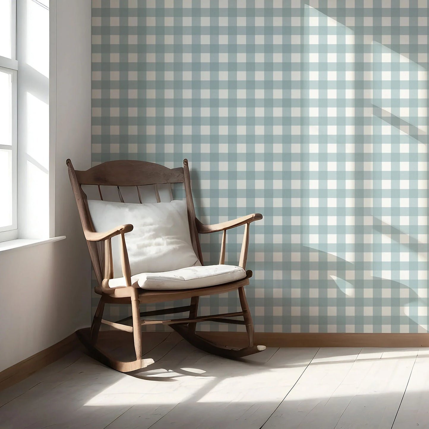 Bramwell Gingham Wallpaper - Sea Glass Blue