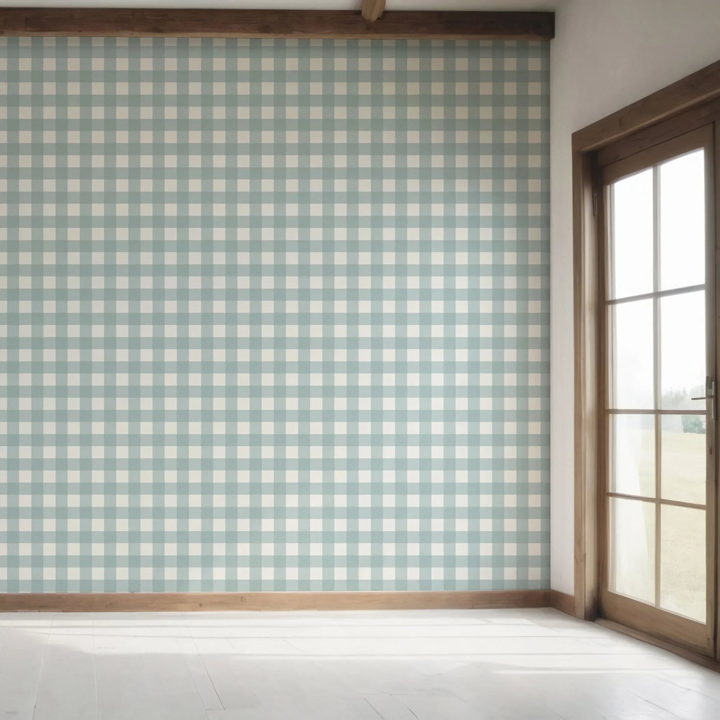 Bramwell Gingham Wallpaper - Sea Glass Blue