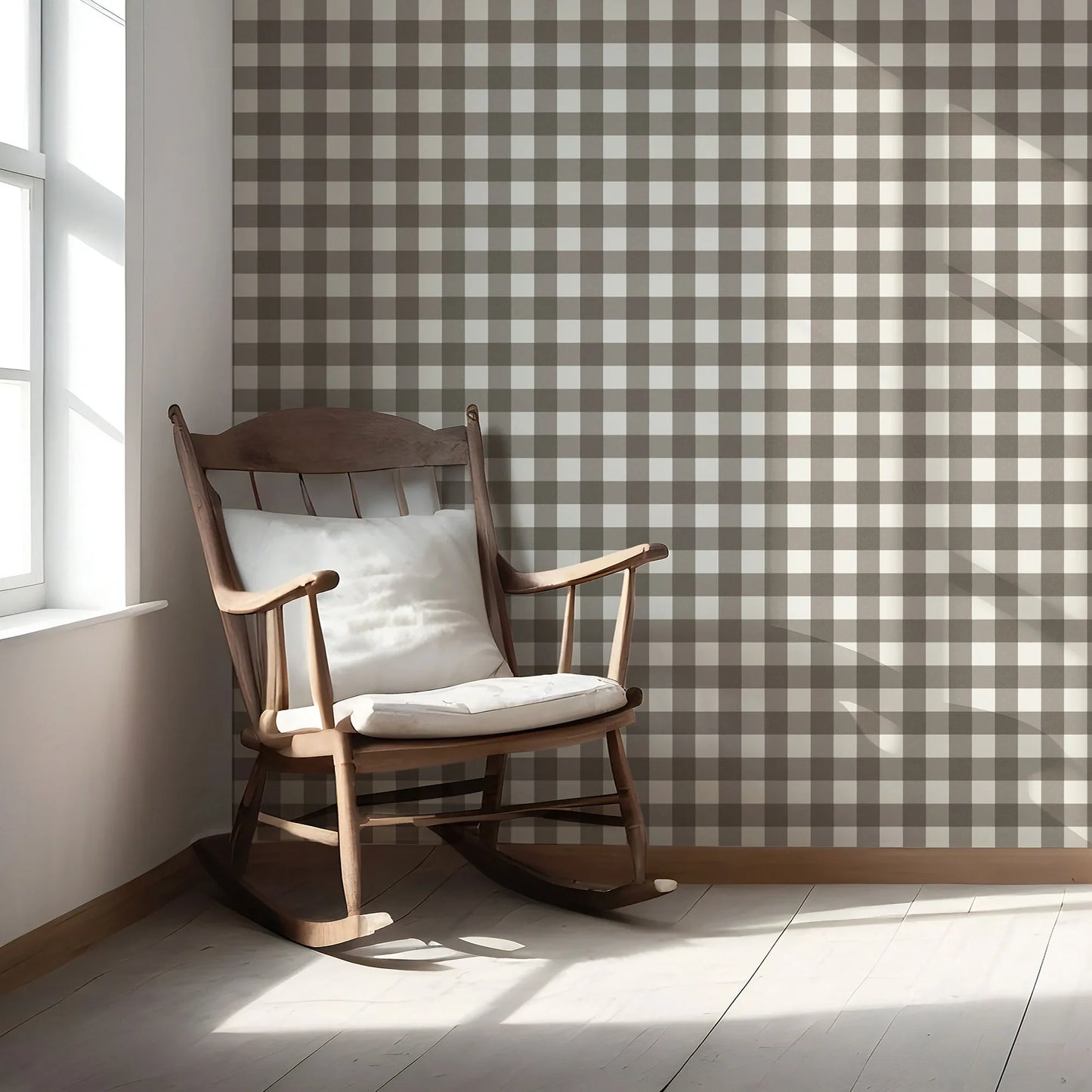 Bramwell Gingham Wallpaper - Weathered Taupe