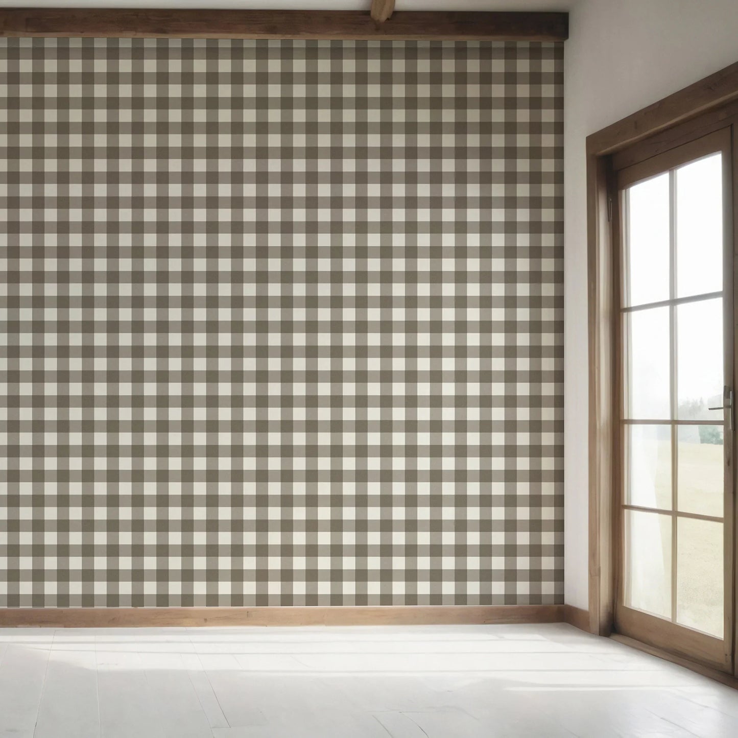 Bramwell Gingham Wallpaper - Weathered Taupe