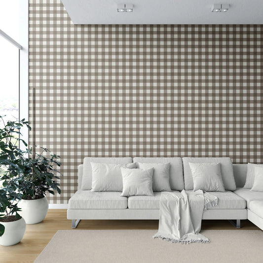 Bramwell Gingham Wallpaper - Weathered Taupe