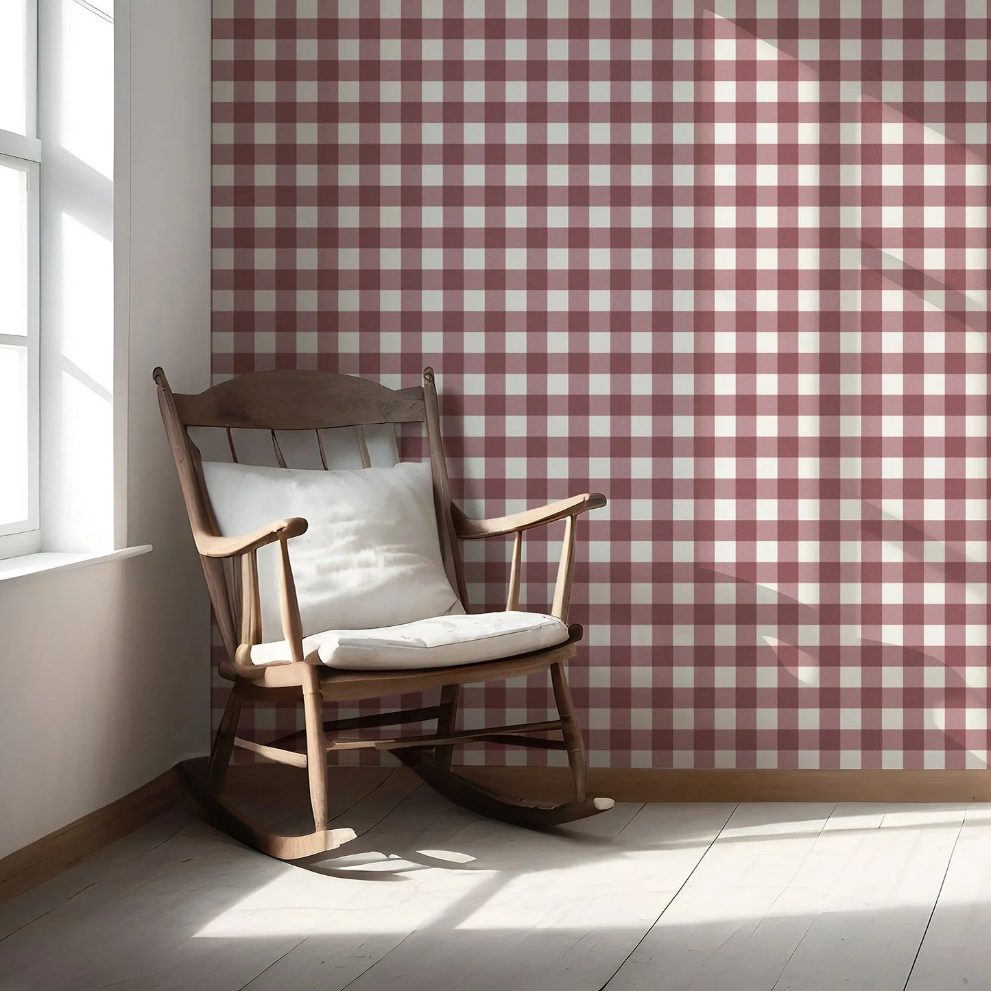 Bramwell Gingham Wallpaper - Rosewood Clay