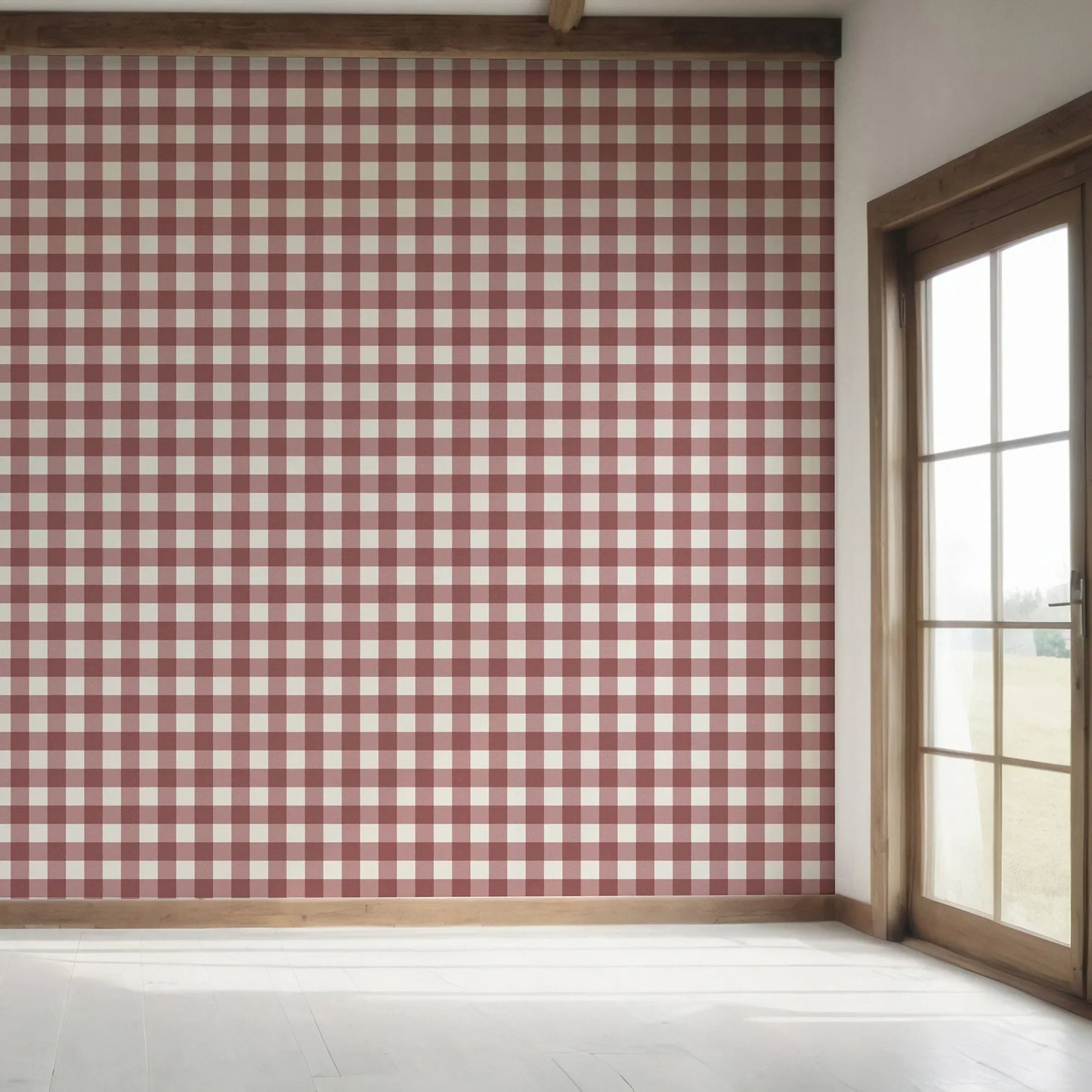 Bramwell Gingham Wallpaper - Rosewood Clay