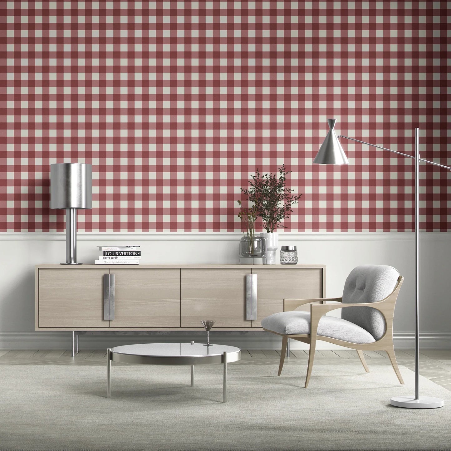 Bramwell Gingham Wallpaper - Rosewood Clay