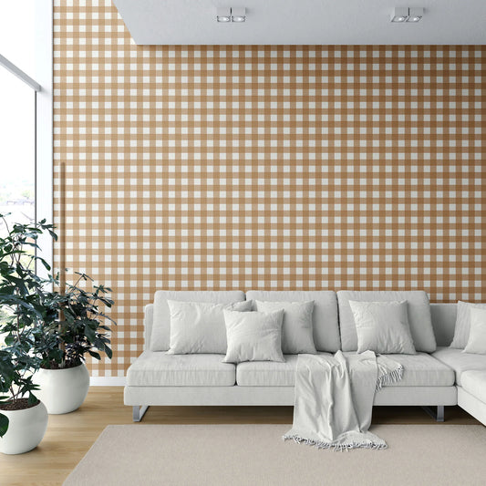 Bramwell Gingham Wallpaper - Terracotta Dusk