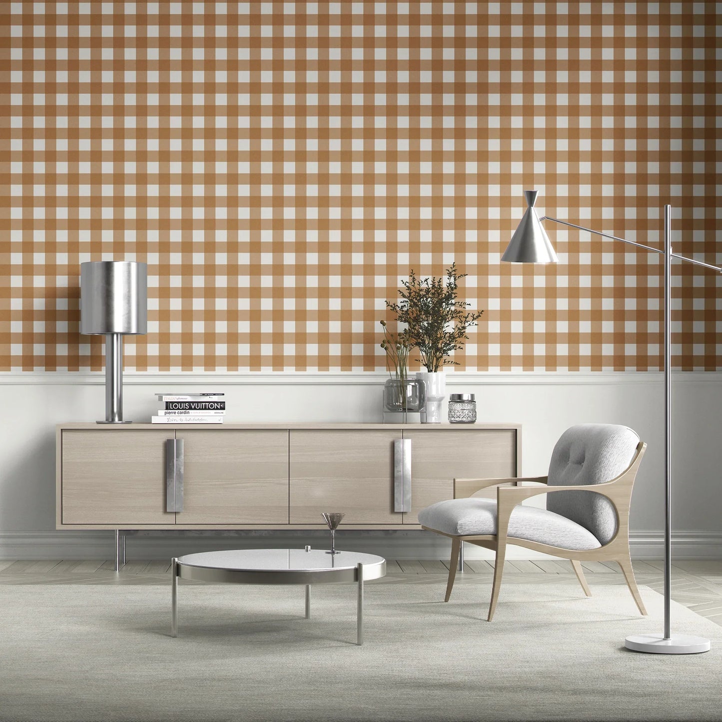 Bramwell Gingham Wallpaper - Terracotta Dusk