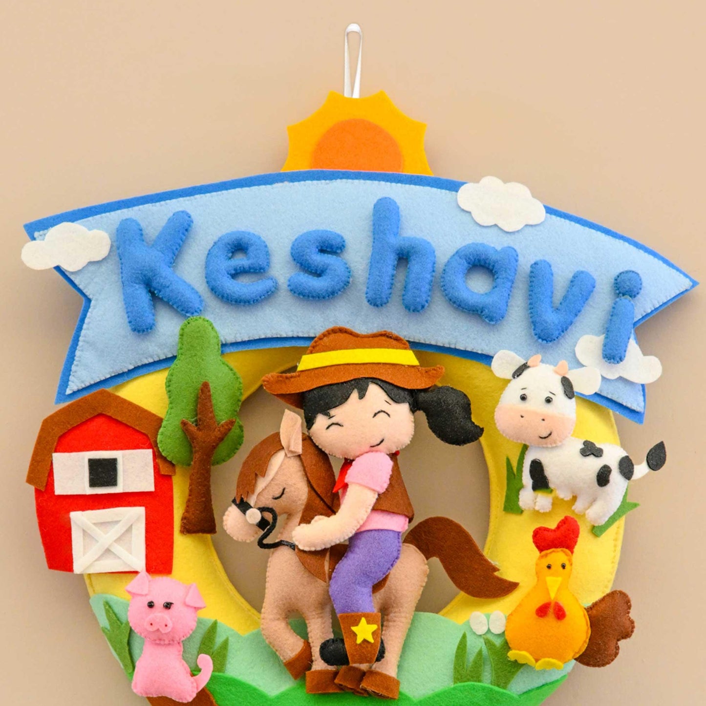 Farm Life Felt Name Plate for Children