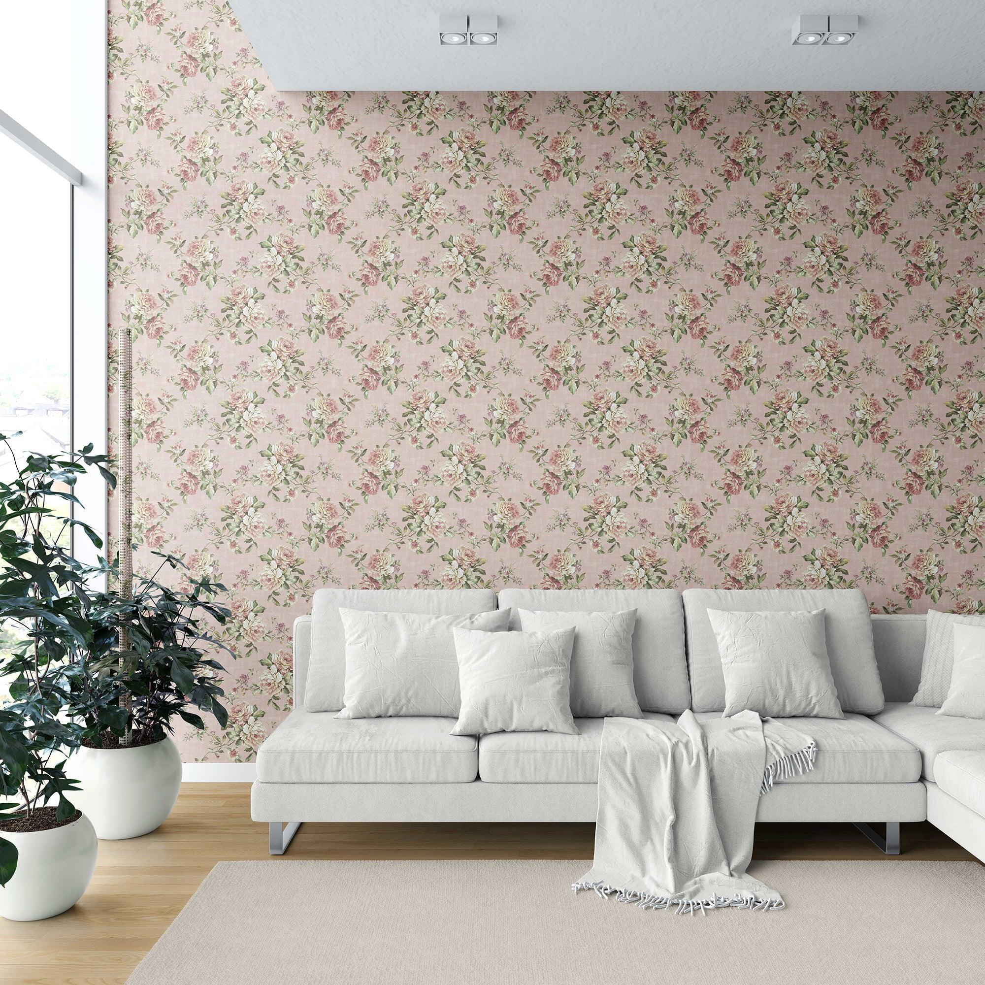 Ashbourne Manor Wallpaper Blush Rose Housenama