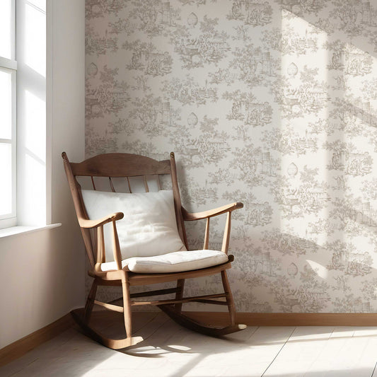 Château Toile Wallpaper - Vintage Taupe