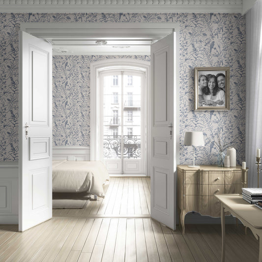 Botanica Aviary Wallpaper - Midnight Blue
