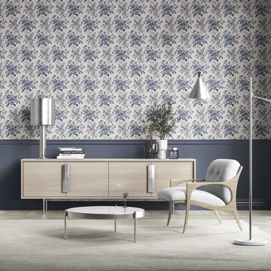 Rosalind Manor Wallpaper - Indigo Bloom