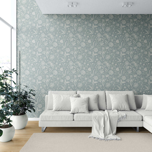 Garden Anthology Wallpaper - Sage Blue