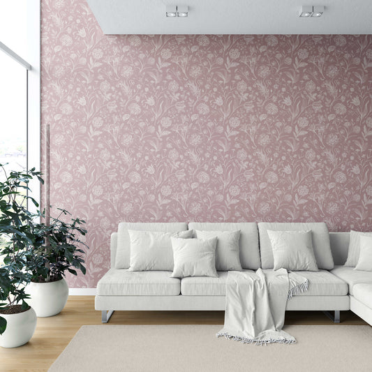 Garden Anthology Wallpaper - Rose Blush