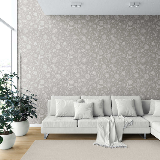 Garden Anthology Wallpaper - Ash Grey