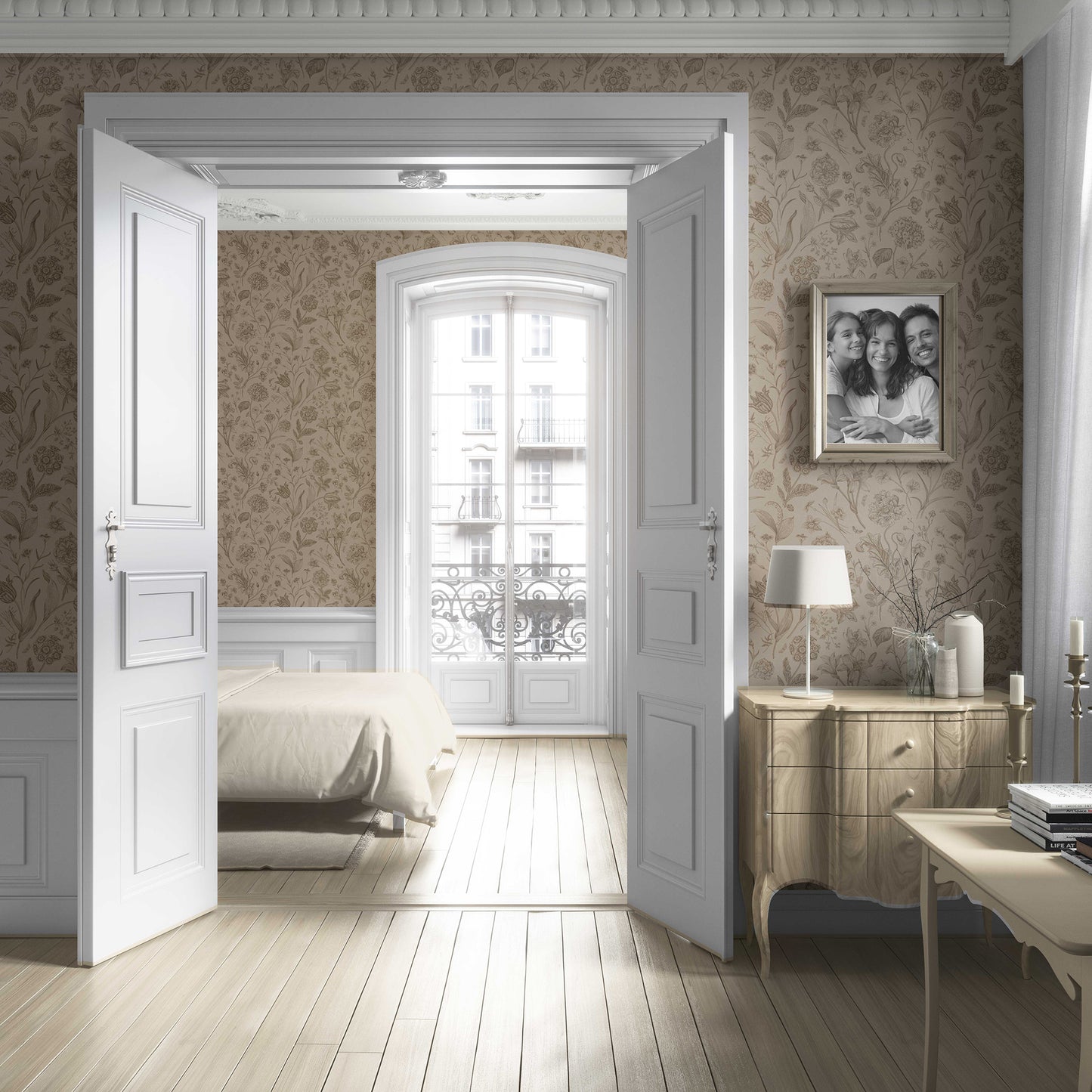 Garden Anthology Wallpaper - Mocha Sketch