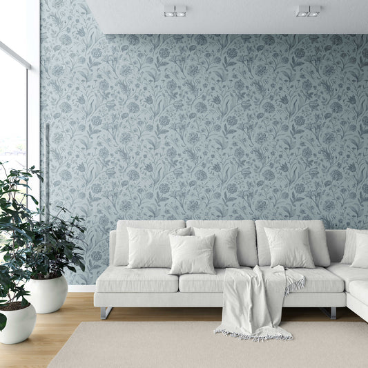 Garden Anthology Wallpaper - Slate Blue