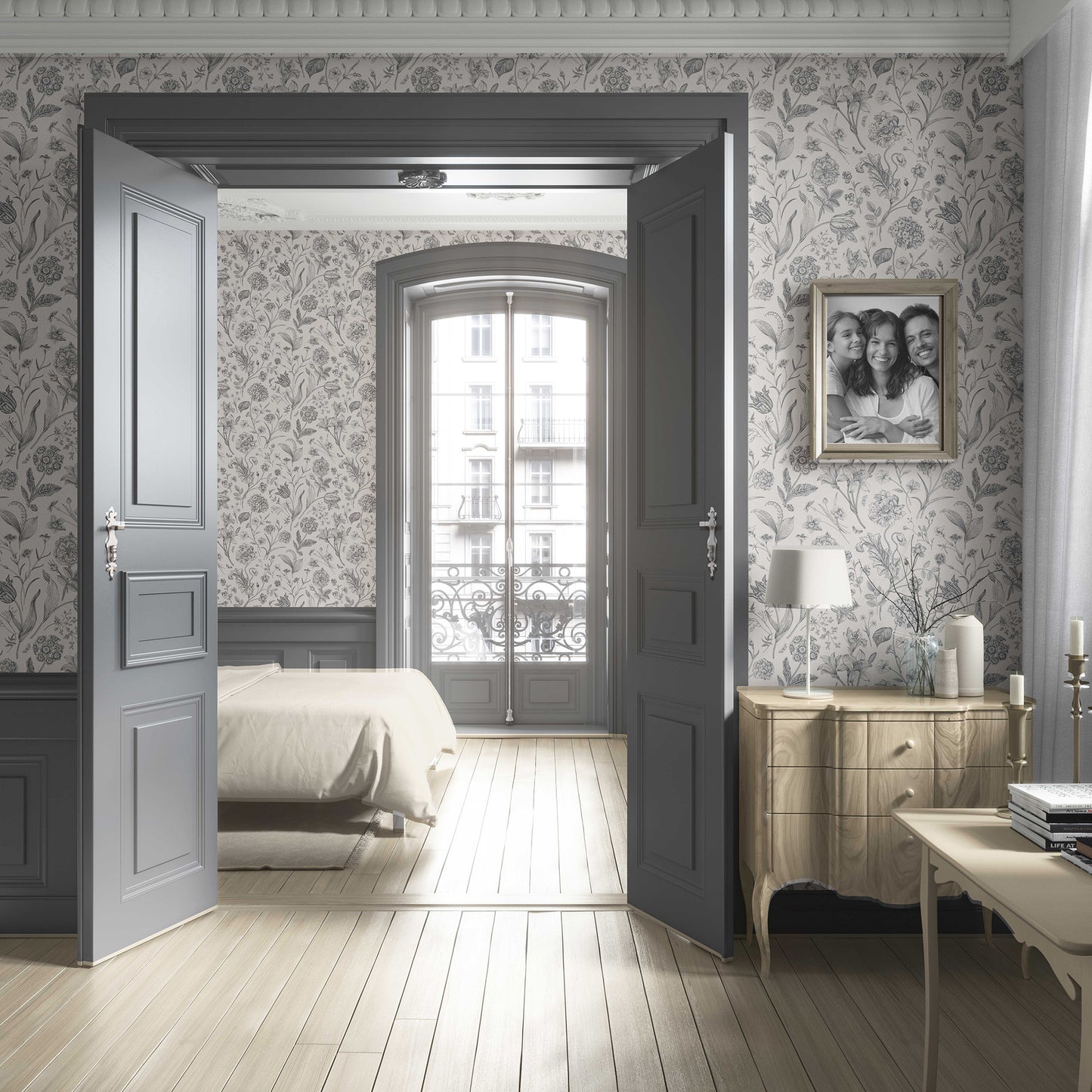 Garden Anthology Wallpaper - Charcoal Etching