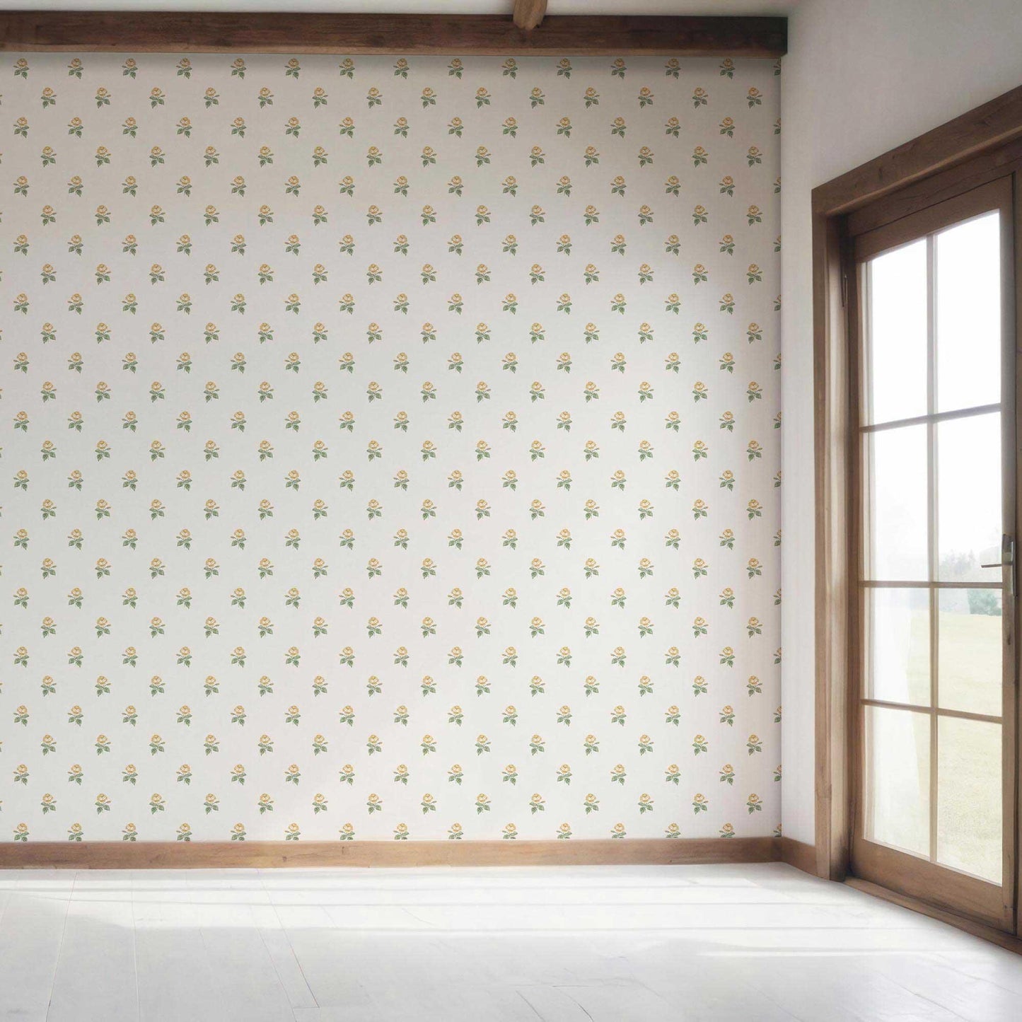 Rosewood Sprig Wallpaper - Buttercream Bloom
