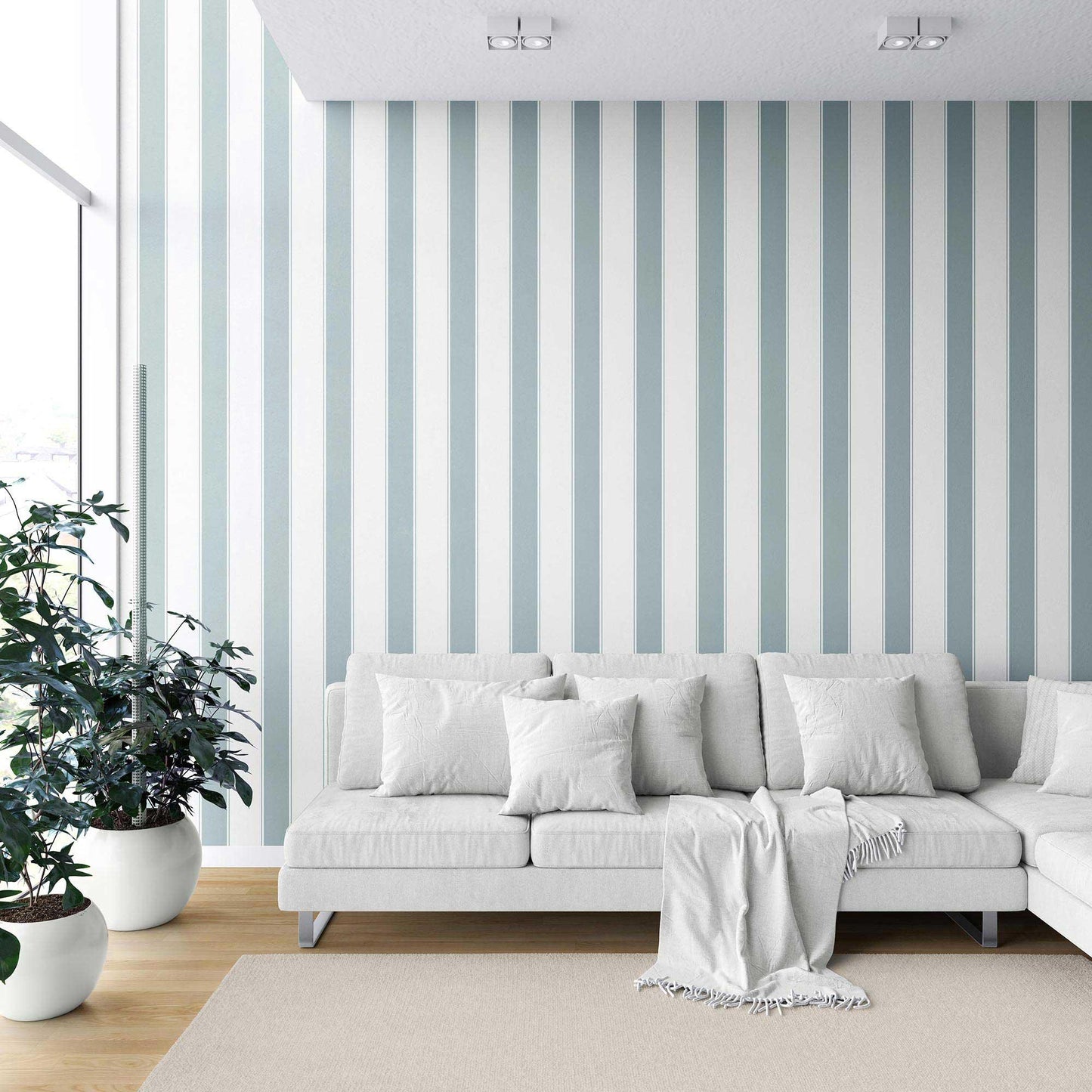 Kensington Stripe Wallpaper - Harbour Mist