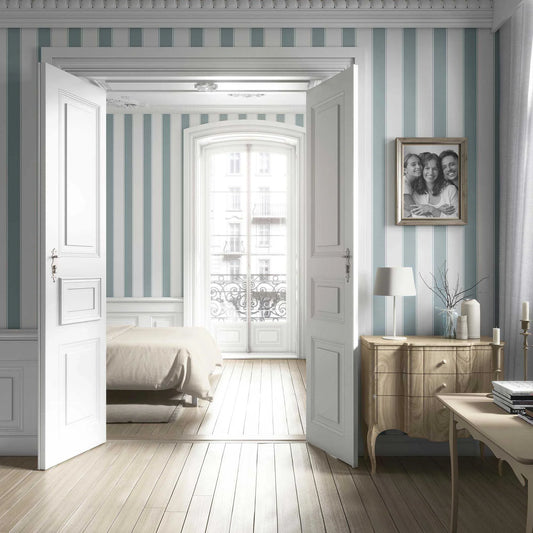 Kensington Stripe Wallpaper - Harbour Mist