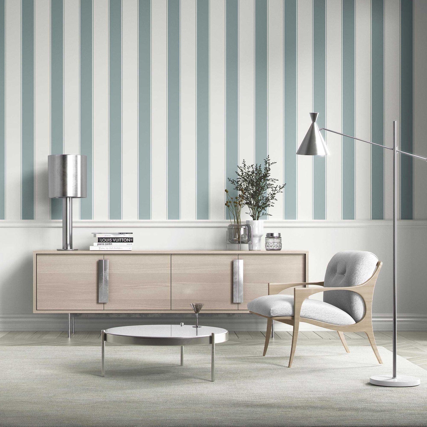Kensington Stripe Wallpaper - Harbour Mist