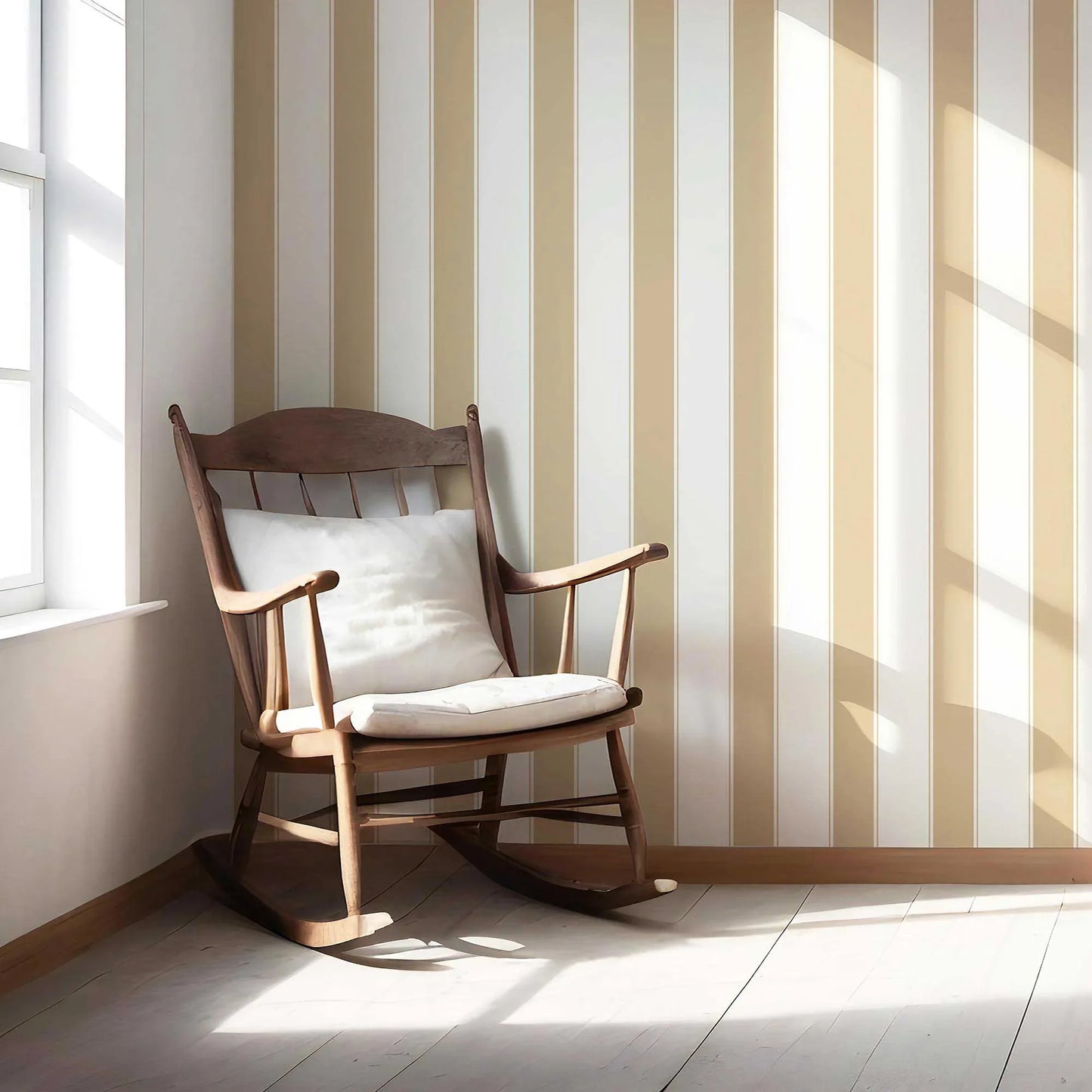 Kensington Stripe Wallpaper - Sandstone Beige