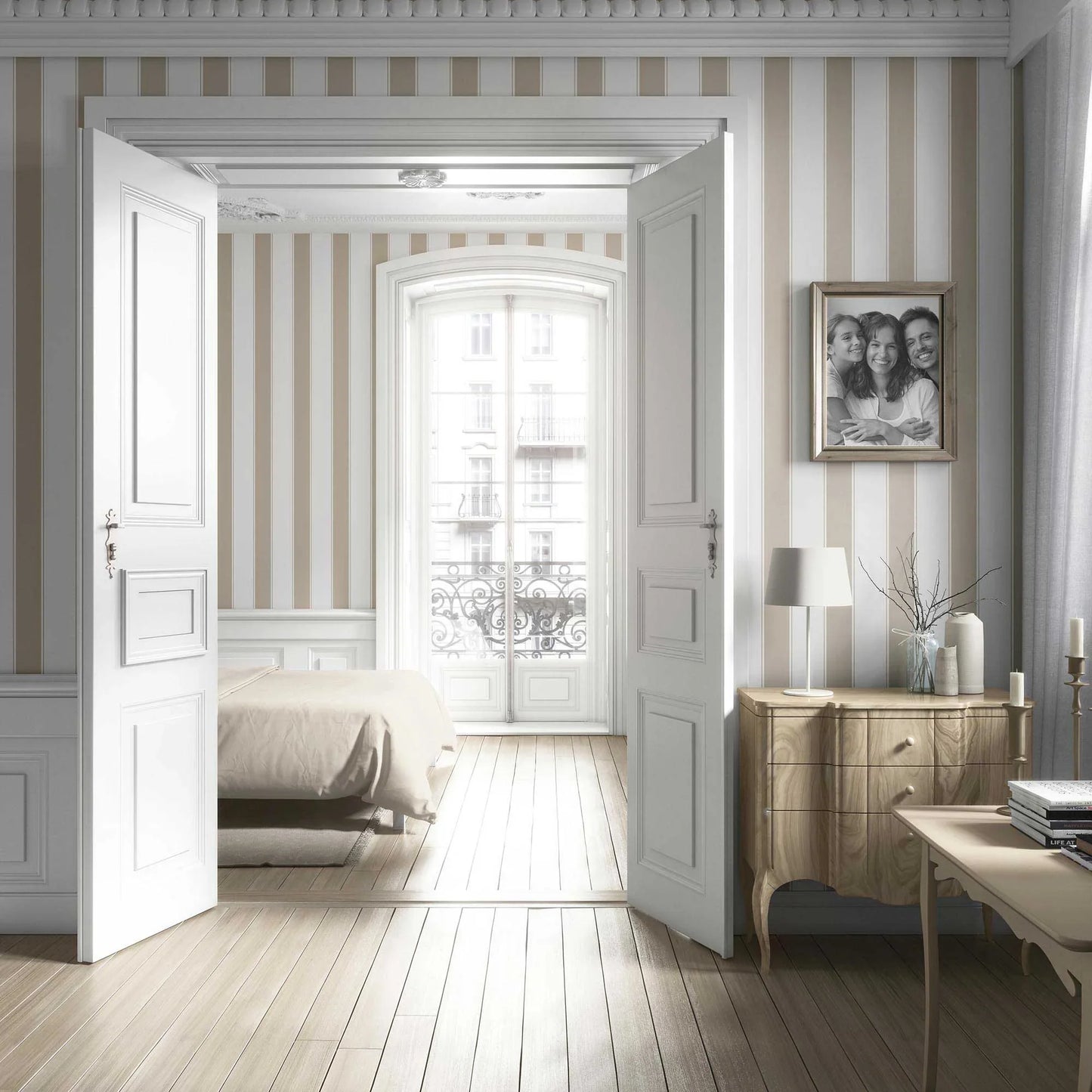 Kensington Stripe Wallpaper - Manor Taupe