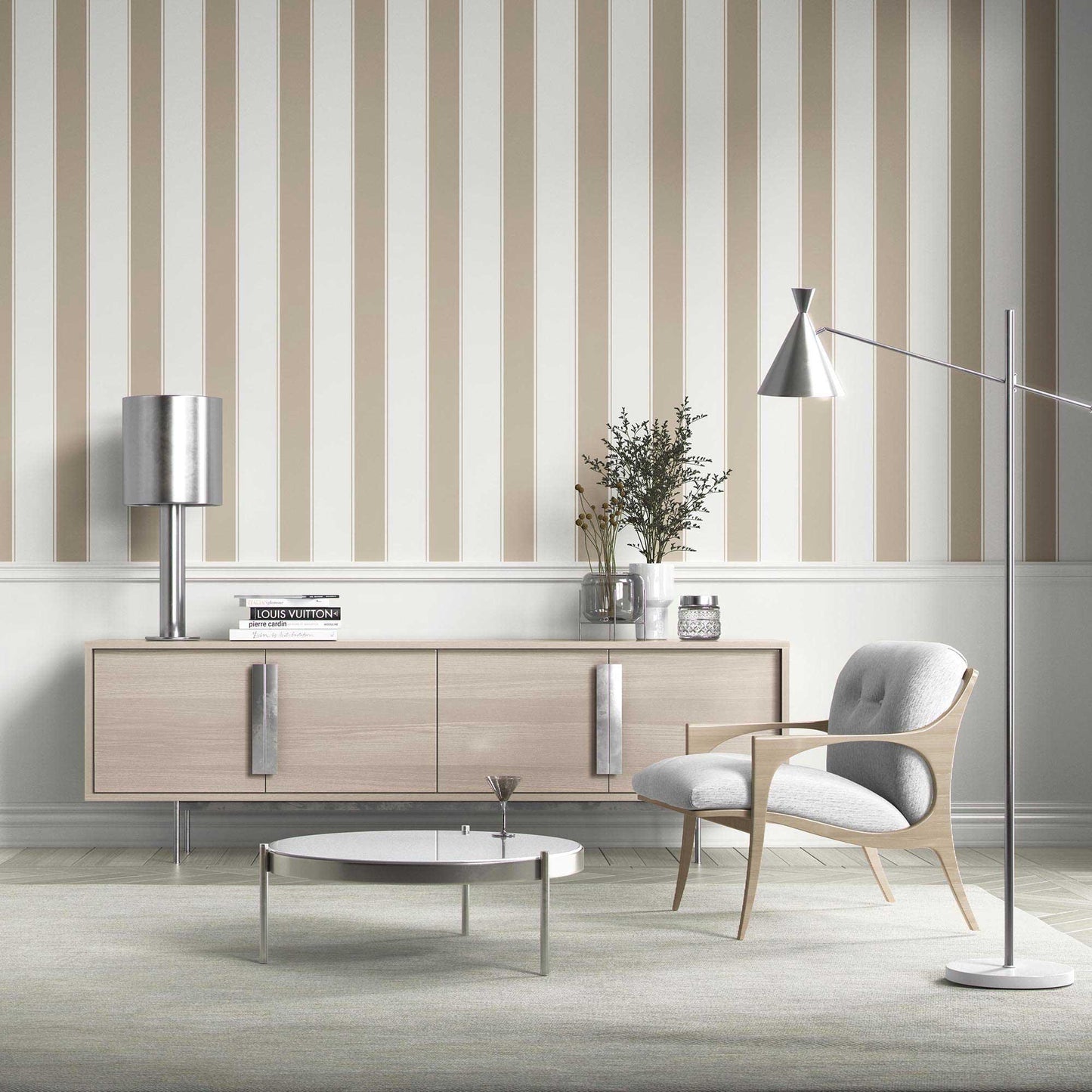 Kensington Stripe Wallpaper - Manor Taupe