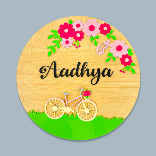 Floral Pedal Name Plaque
