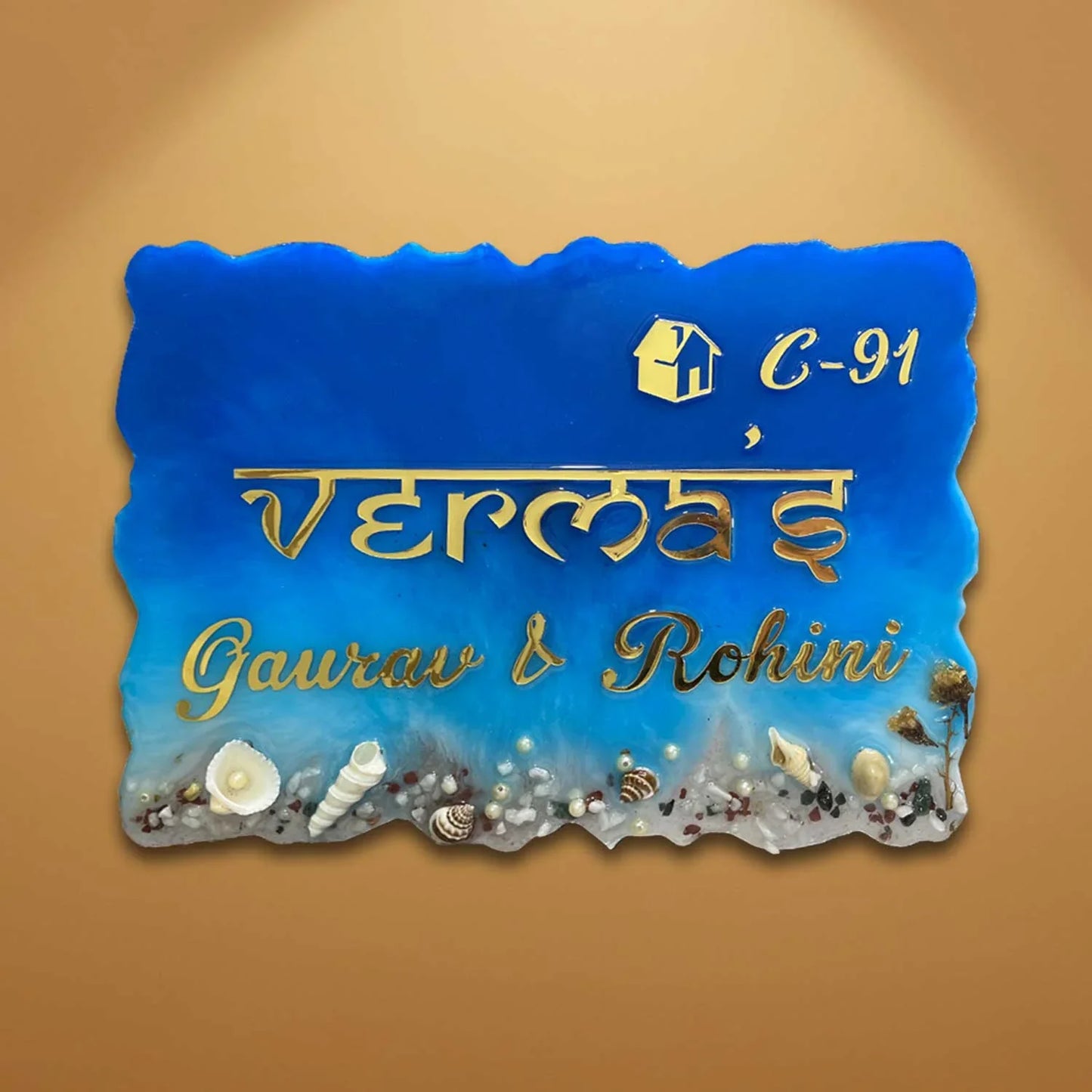 Verma's - Beach-themed Resin Nameplate