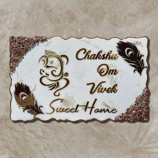 Golden Grace - Ganesha Nameplate with Rose Gold Crystals