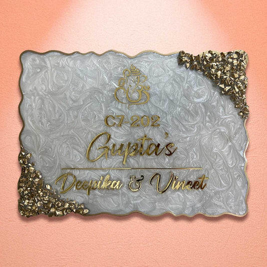 Divya Swirl - Ganesha-themed Resin Nameplate