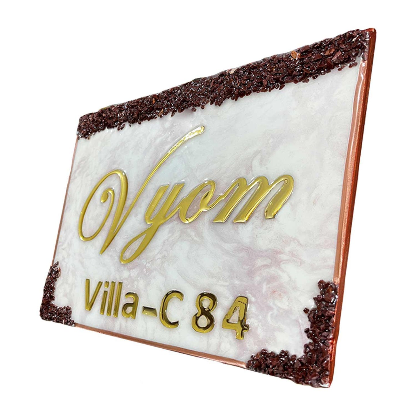 Pink Flare Vyom Resin House Nameplate