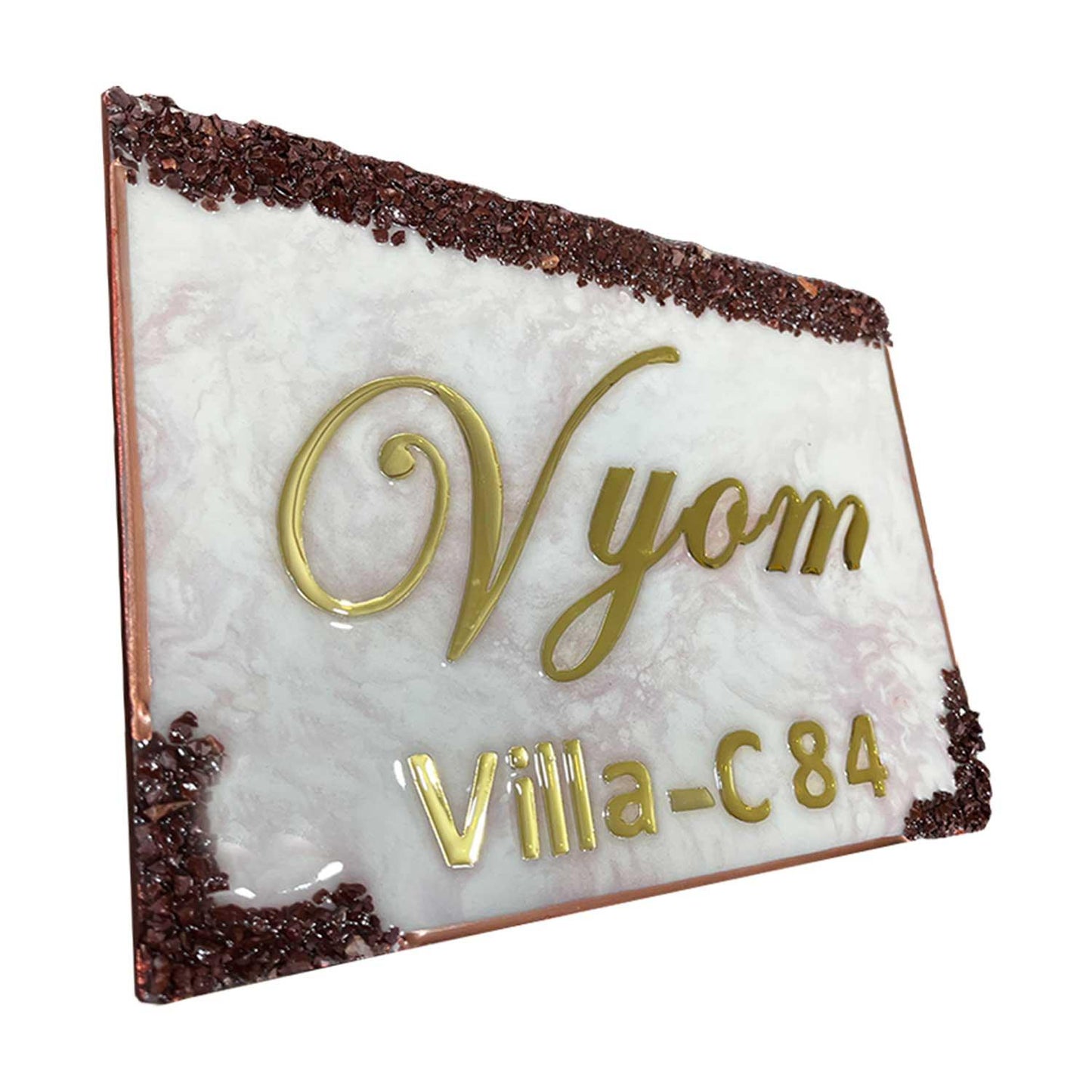 Pink Flare Vyom Resin House Nameplate