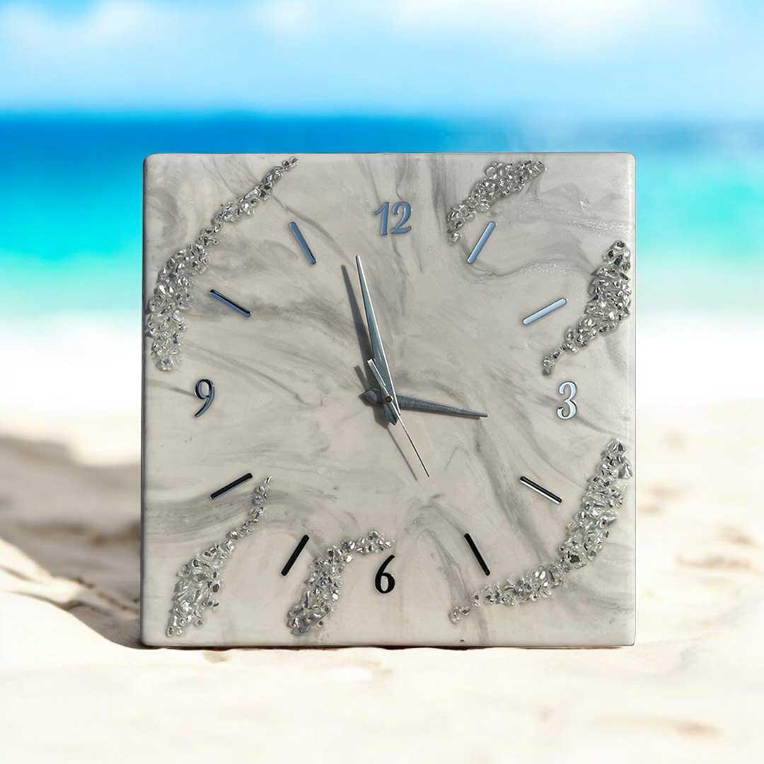 Silver Mist Resin Wall Clock