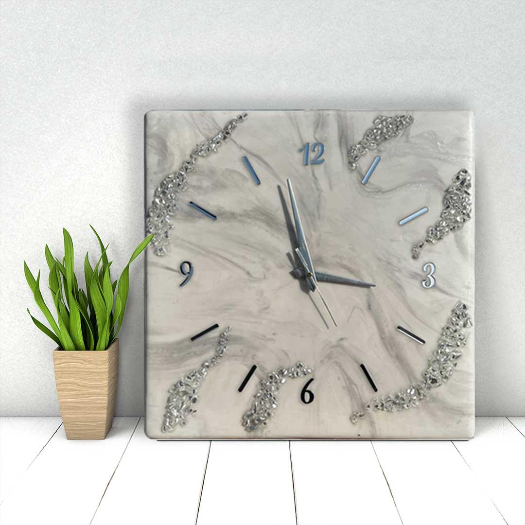 Silver Mist Resin Wall Clock