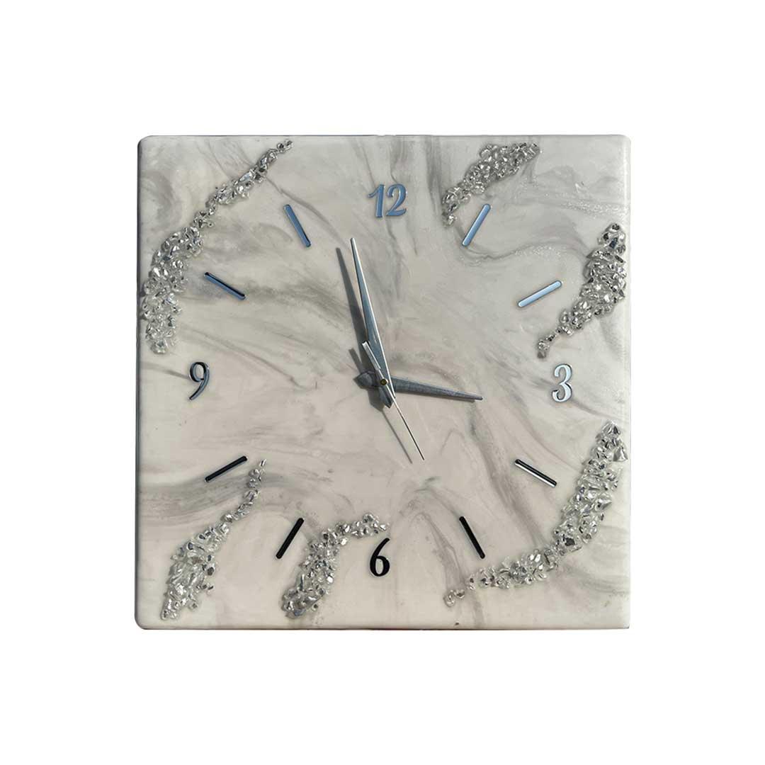 Silver Mist Resin Wall Clock