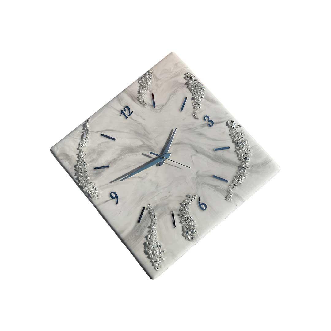 Silver Mist Resin Wall Clock