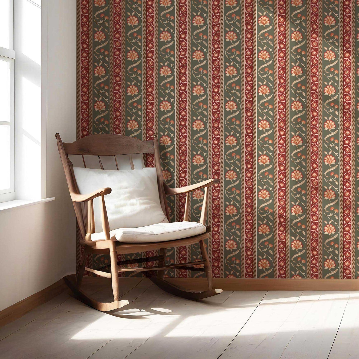 Phool Patti Wallpaper - Crimson Vine